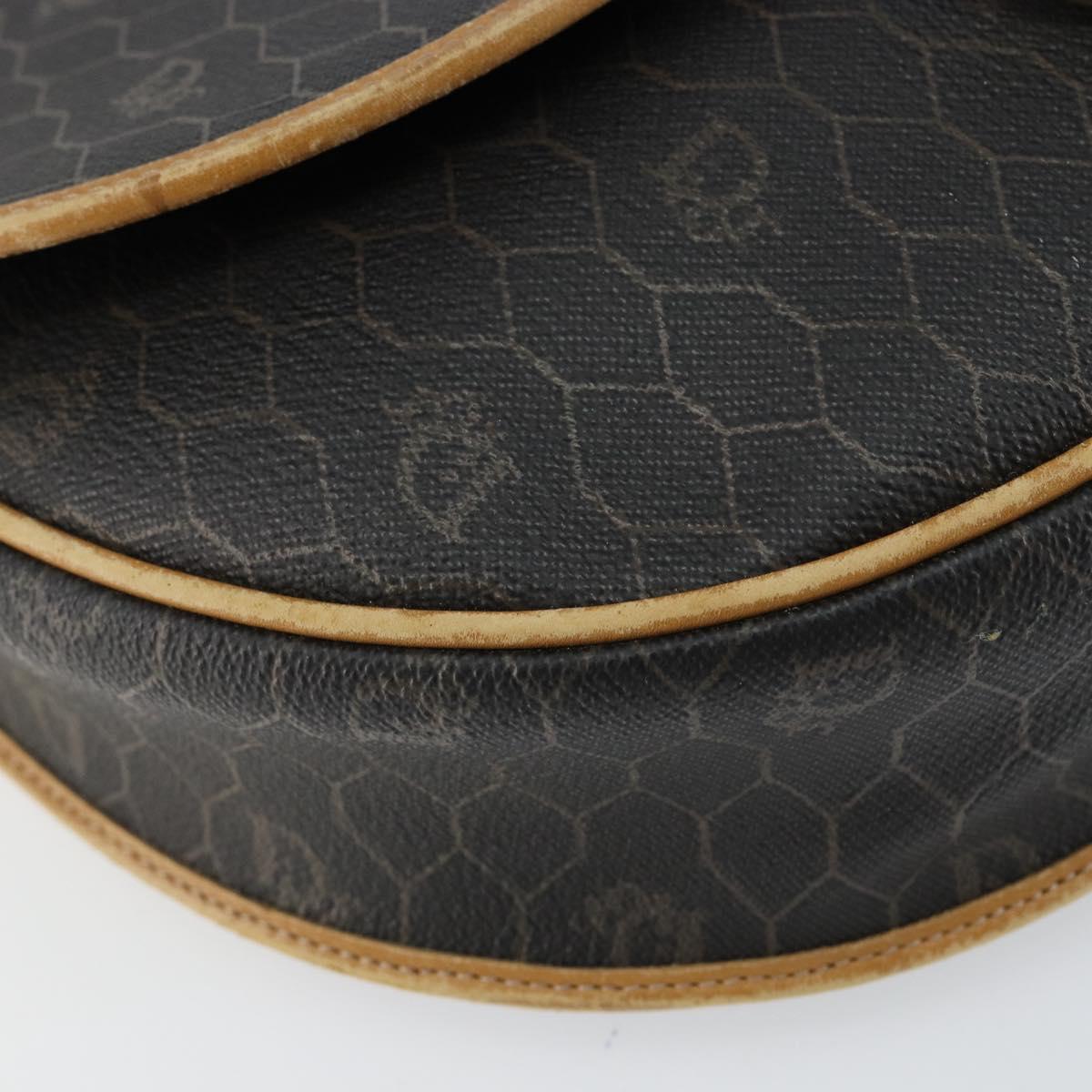 Christian Dior Honeycomb Canvas Shoulder Bag PVC Black gold Auth 150955