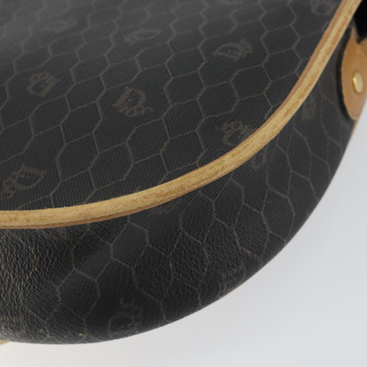 Christian Dior Honeycomb Canvas Shoulder Bag PVC Black gold Auth 150955