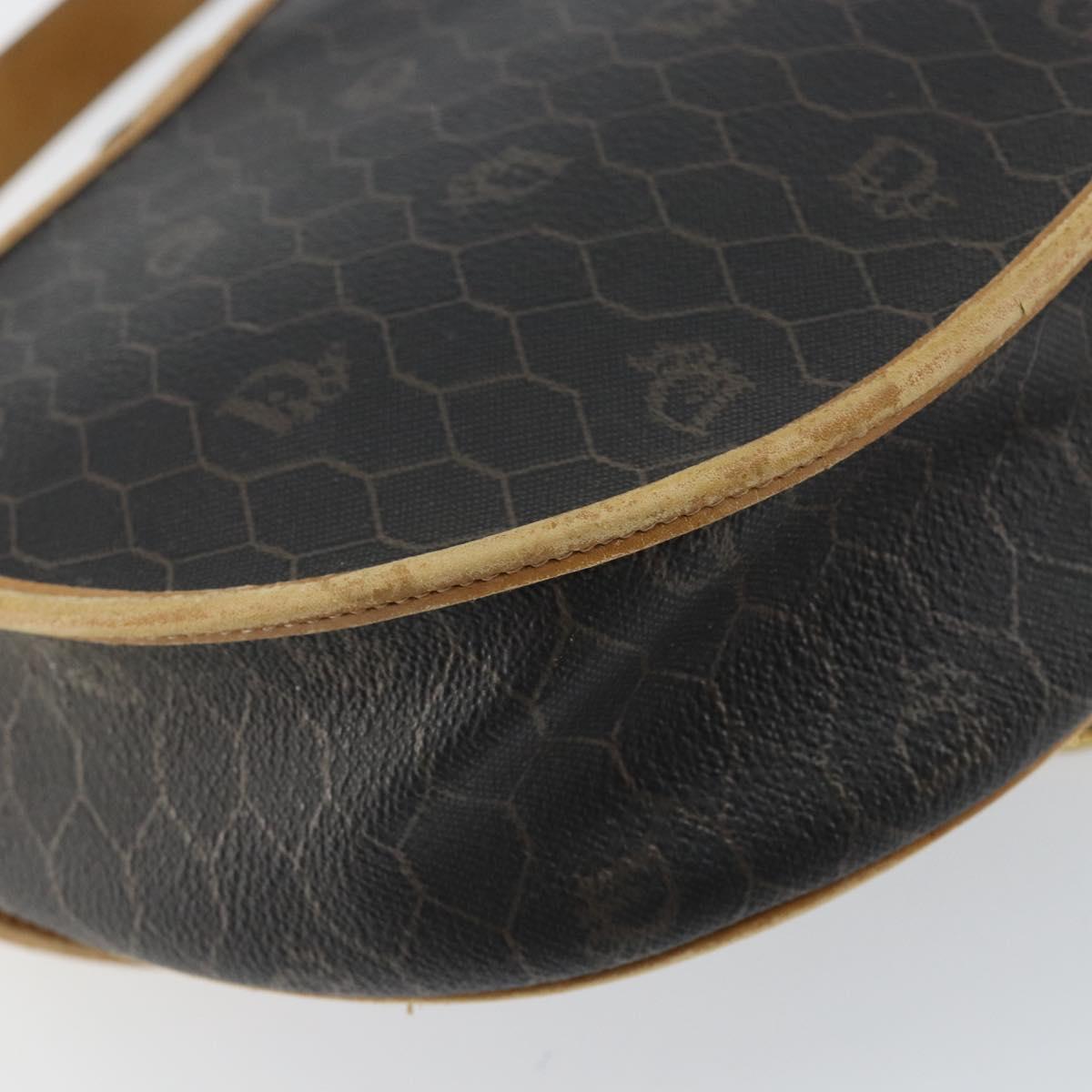 Christian Dior Honeycomb Canvas Shoulder Bag PVC Black gold Auth 150955