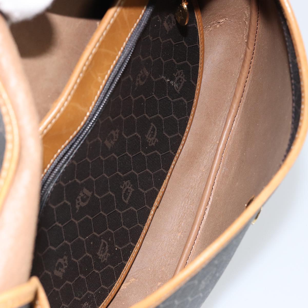 Christian Dior Honeycomb Canvas Shoulder Bag PVC Black gold Auth 150955