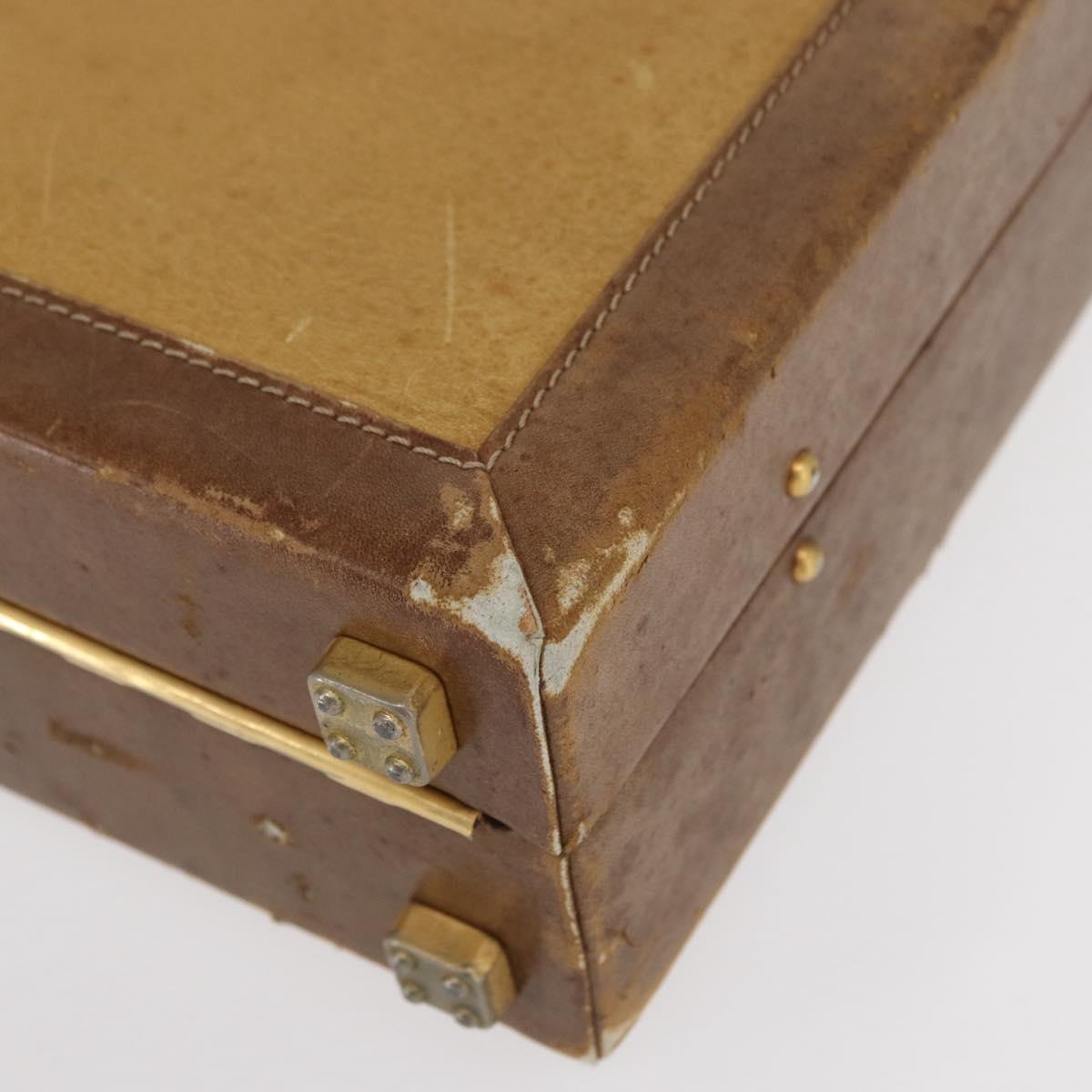 LOEWE Anagram Attache Case Hand Bag Leather Beige Auth 150956