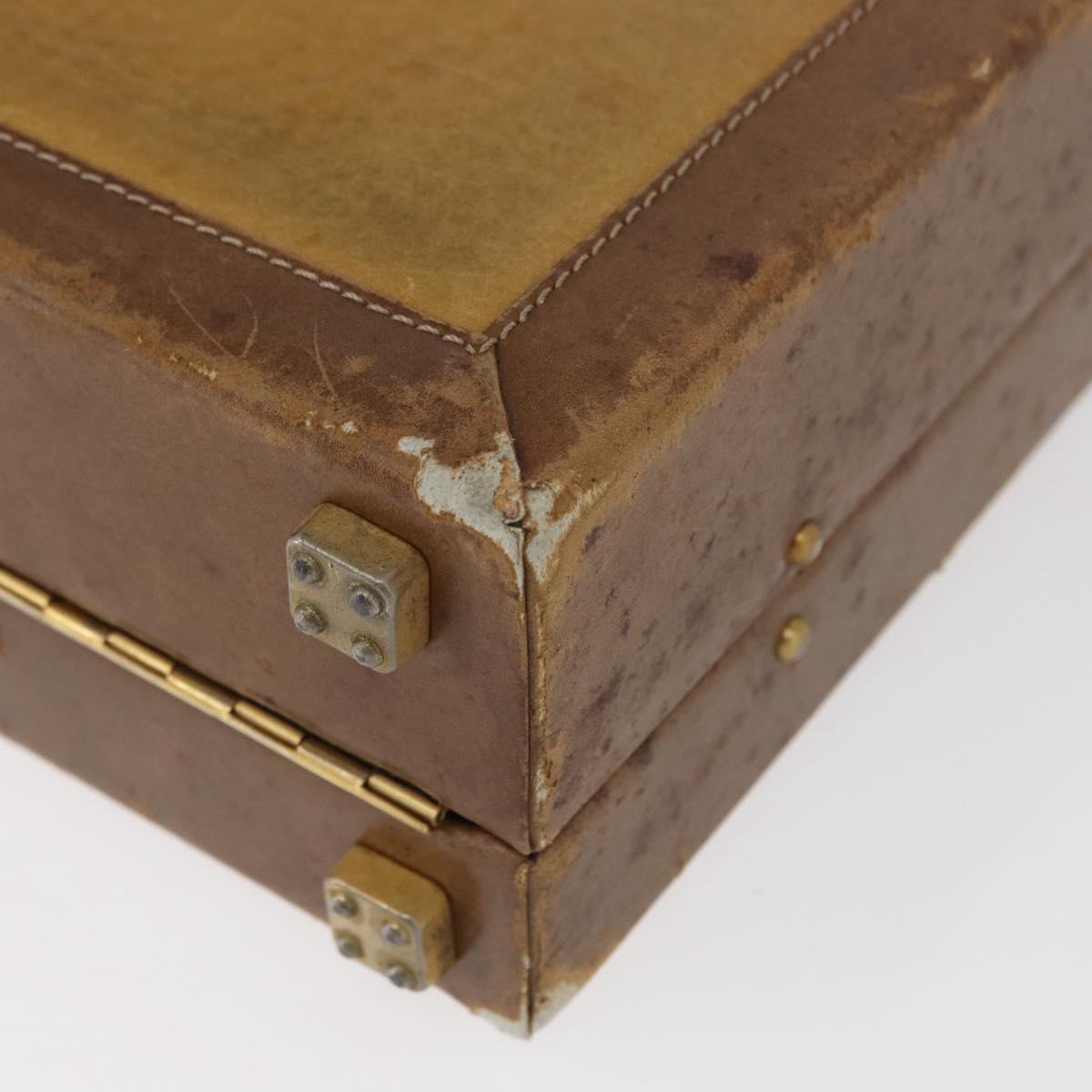 LOEWE Anagram Attache Case Hand Bag Leather Beige Auth 150956