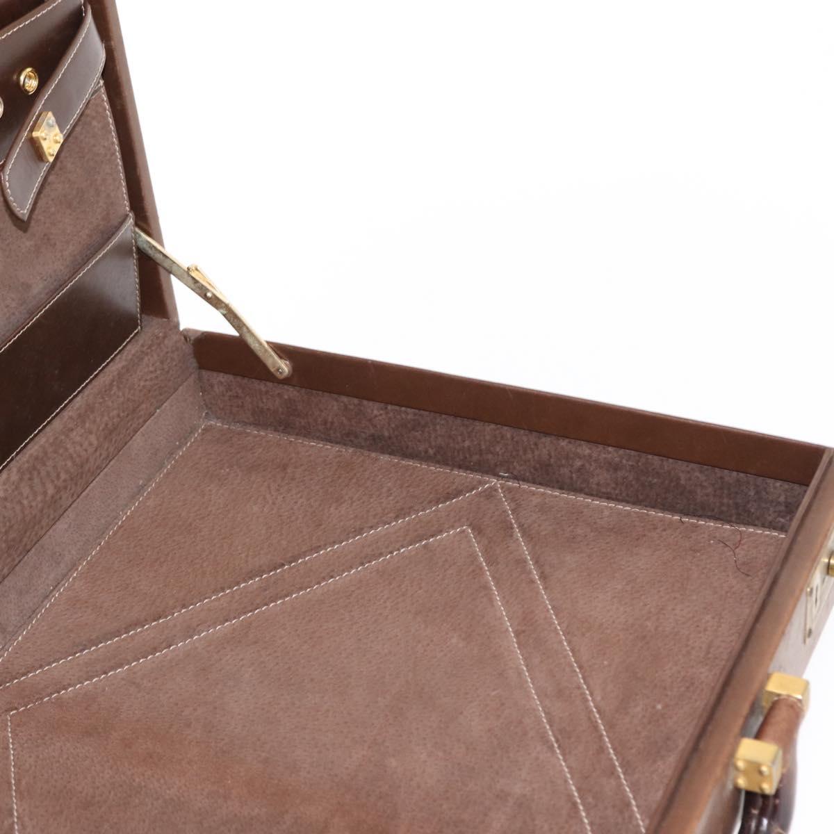 LOEWE Anagram Attache Case Hand Bag Leather Beige Auth 150956