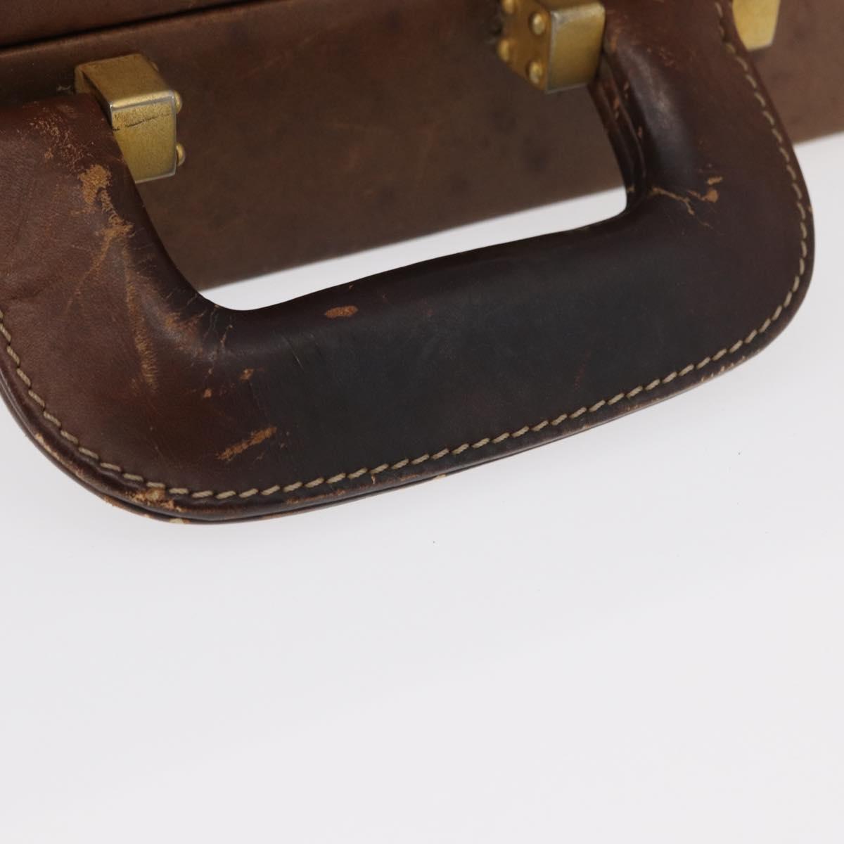 LOEWE Anagram Attache Case Hand Bag Leather Beige Auth 150956