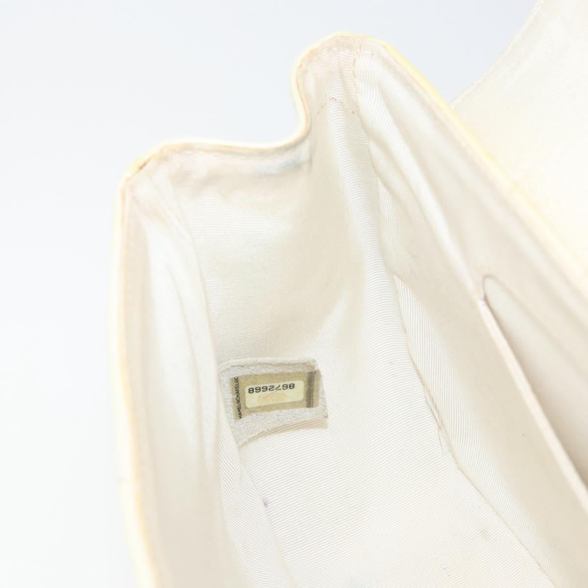 CHANEL Chain V Stitch Shoulder Bag Patent leather White Gold CC Auth 150967