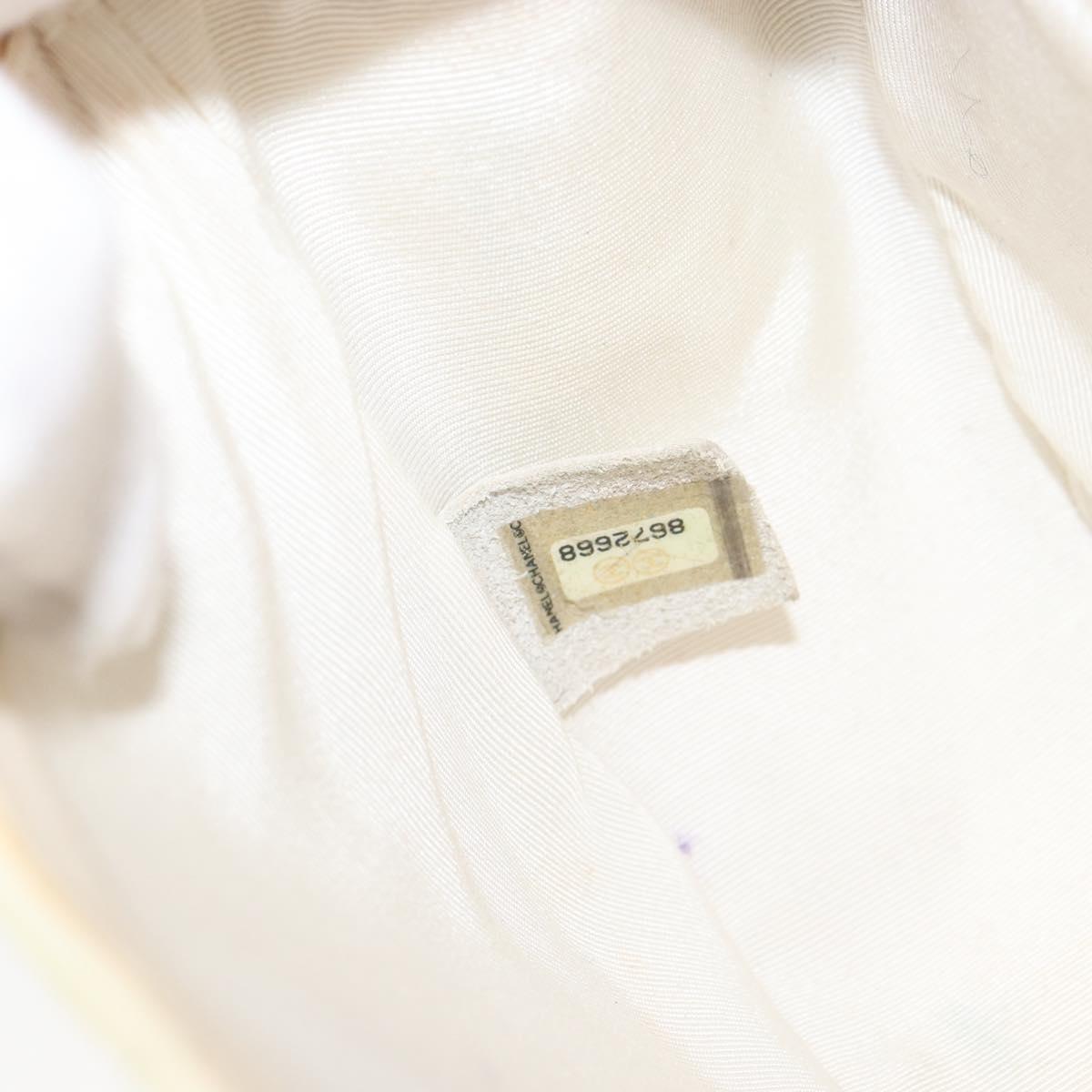 CHANEL Chain V Stitch Shoulder Bag Patent leather White Gold CC Auth 150967