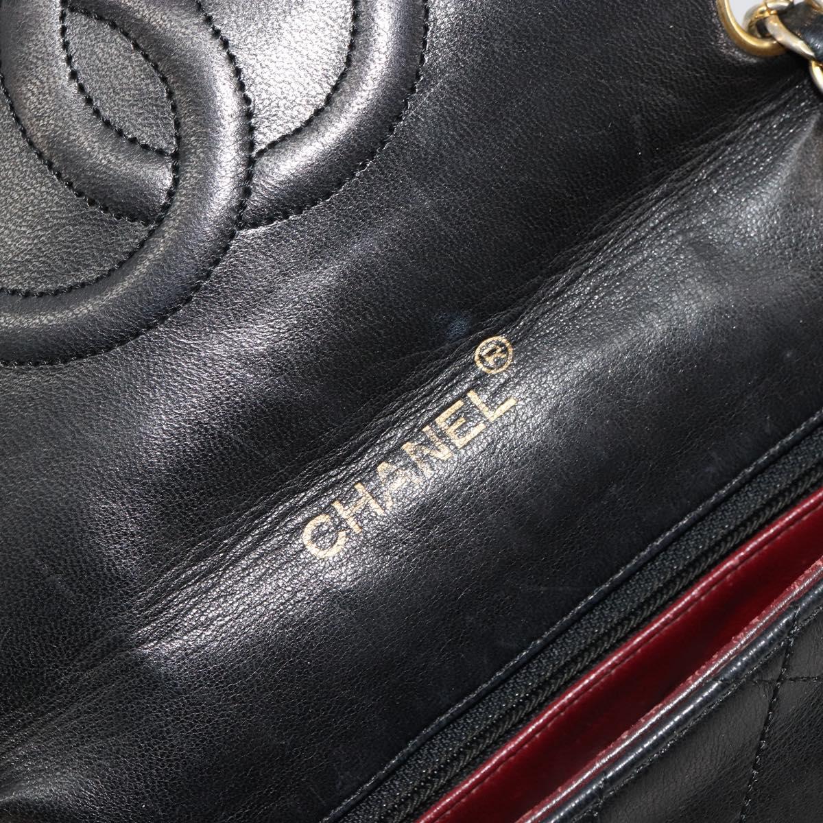 CHANEL Matelasse Chain Shoulder Bag Lamb Skin Black Gold CC Auth 150968