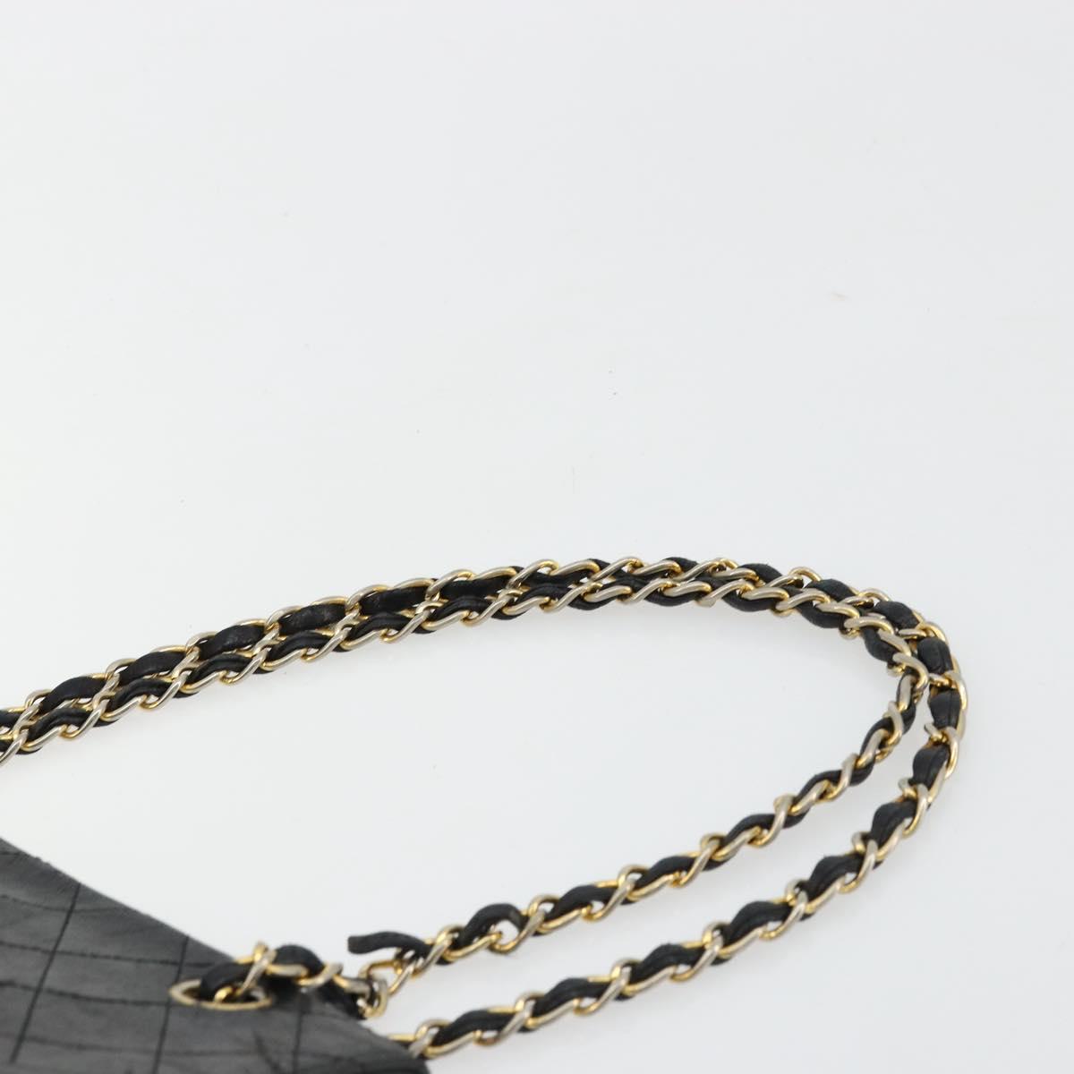 CHANEL Matelasse Chain Shoulder Bag Lamb Skin Black Gold CC Auth 150968