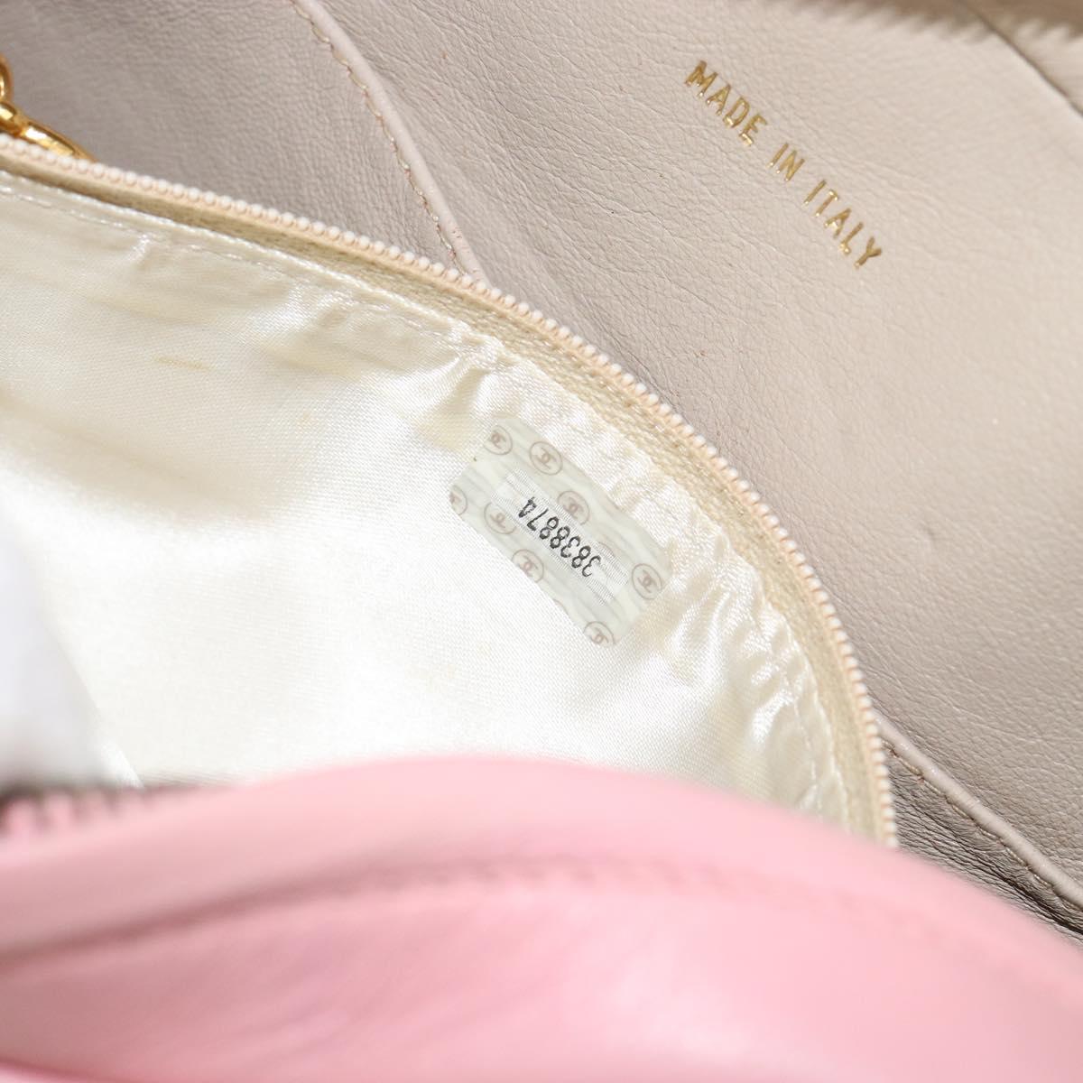 CHANEL Matelasse Chain Shoulder Bag Lamb Skin Pink Gold CC Auth 150982