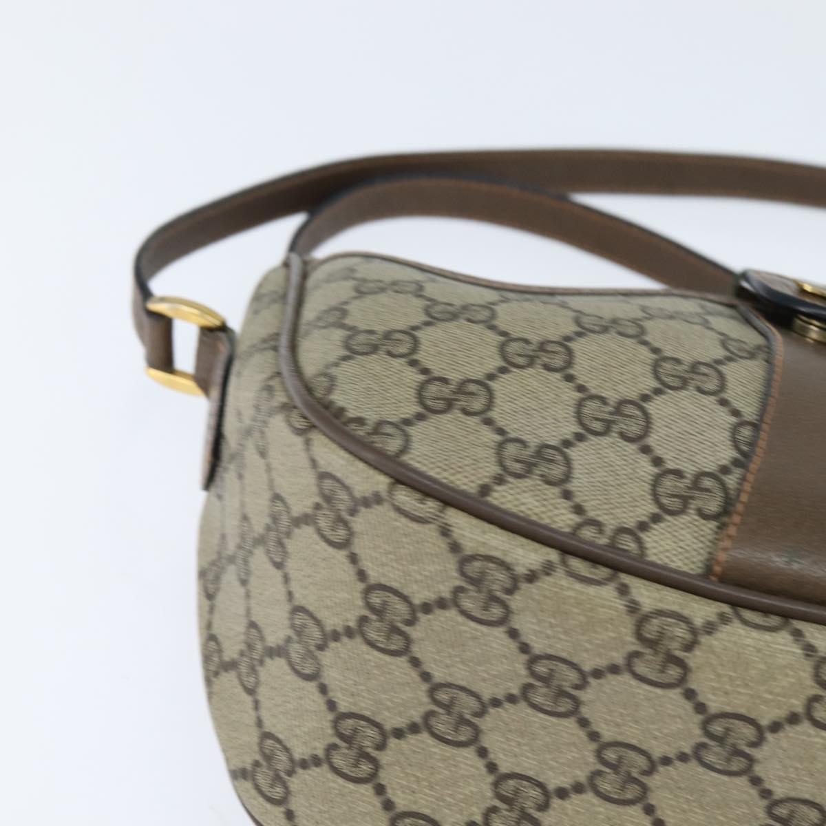 GUCCI GG Supreme Web Sherry Line Bag PVC Beige Gold 89 02 032 Auth 150998