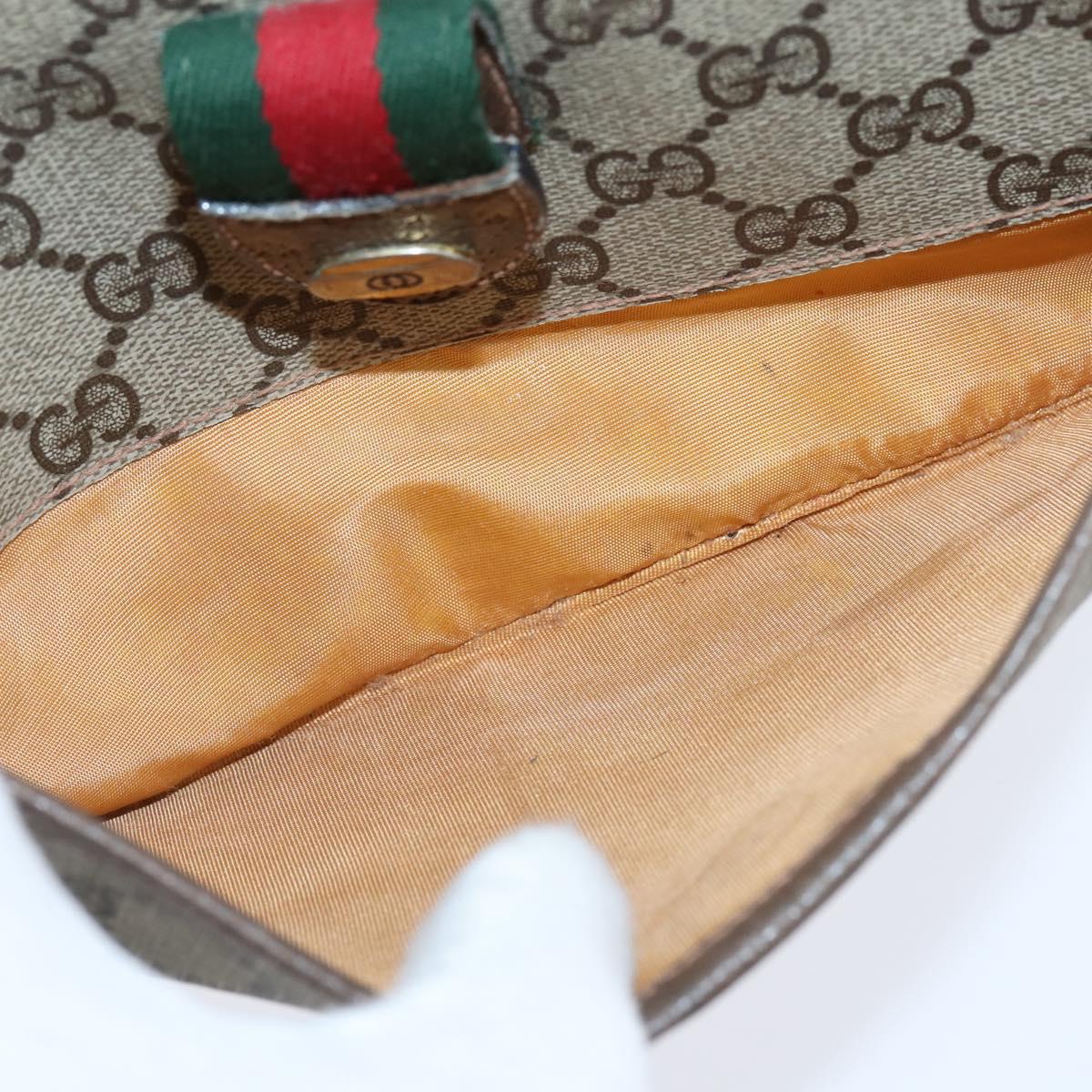 GUCCI GG Supreme Web Sherry Line Bag PVC Beige Gold 89 02 032 Auth 150998