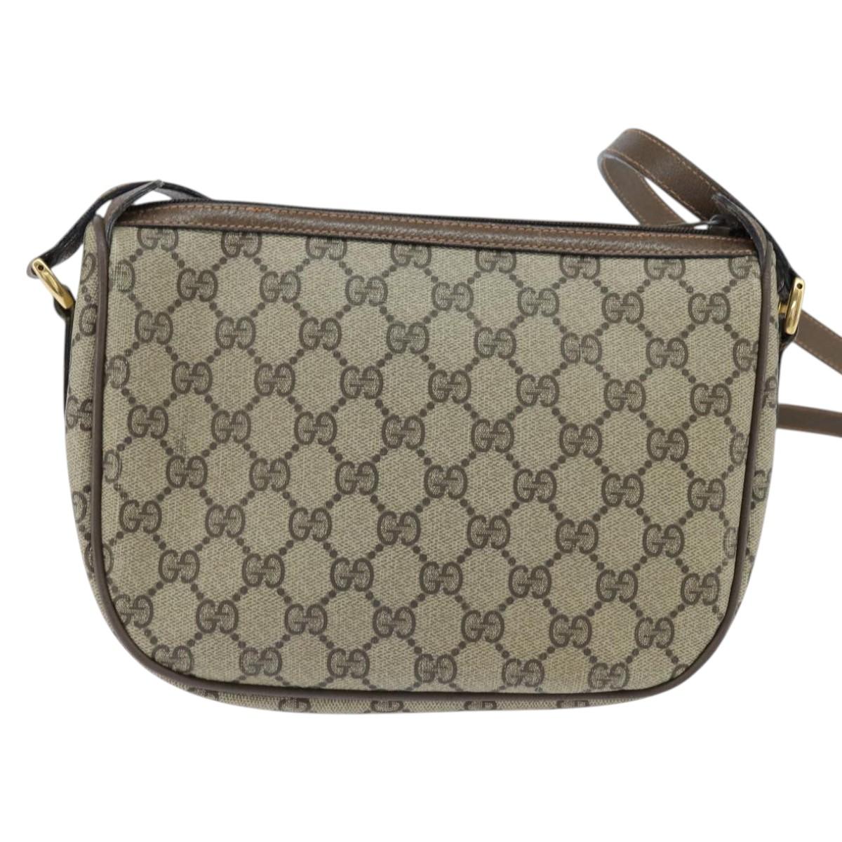 GUCCI GG Supreme Web Sherry Line Bag PVC Beige Gold 89 02 032 Auth 150998
