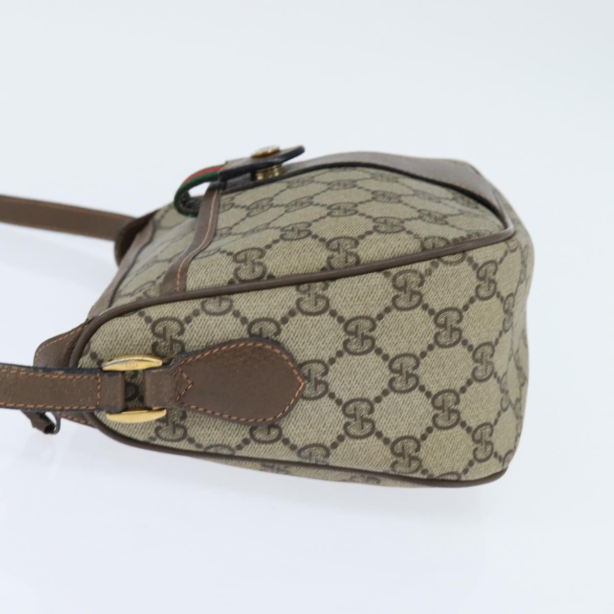 GUCCI GG Supreme Web Sherry Line Bag PVC Beige Gold 89 02 032 Auth 150998