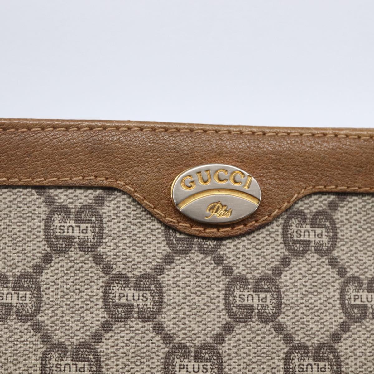 GUCCI GG Plus Supreme Shoulder Bag PVC Leather Beige Gold Auth 150999