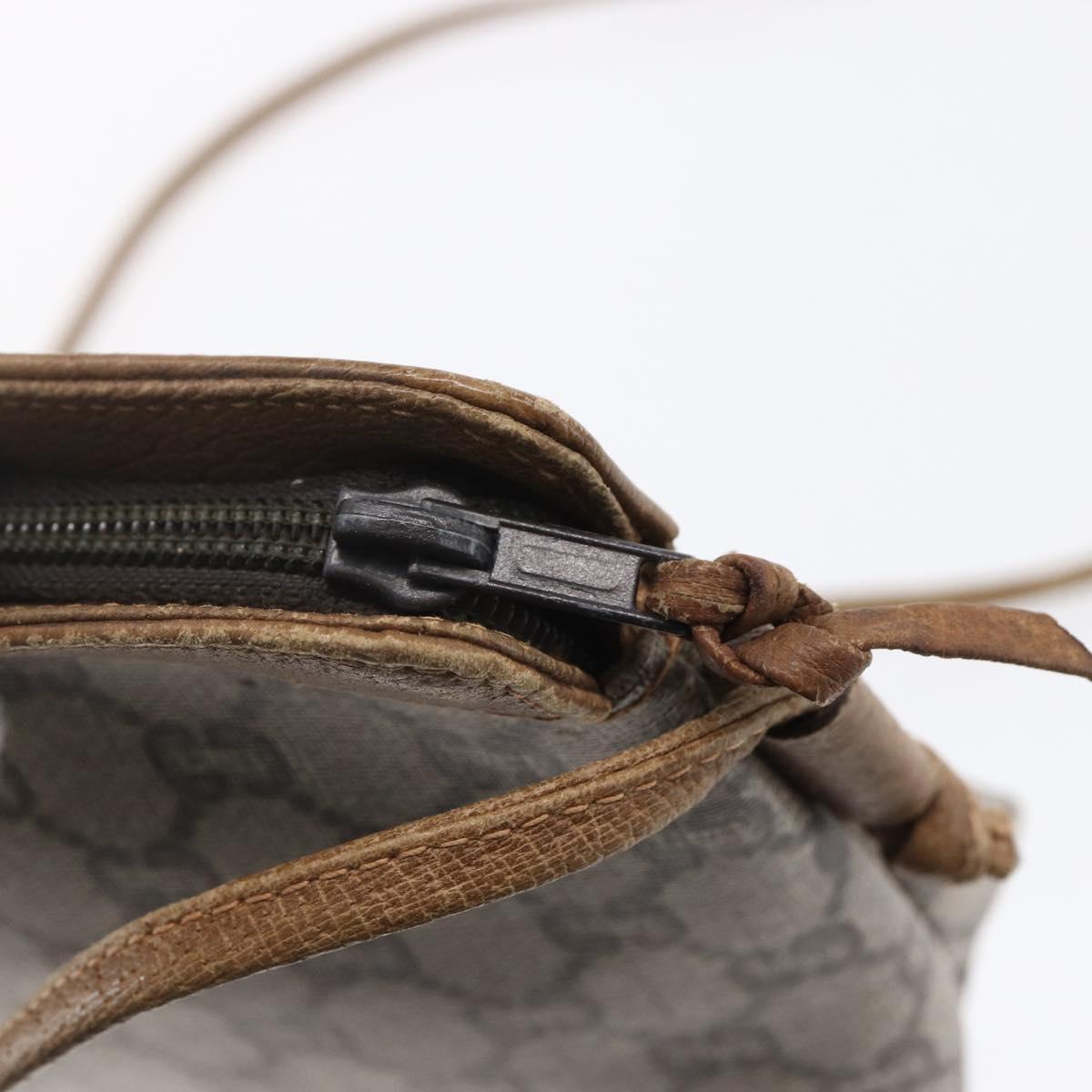 GUCCI GG Plus Supreme Shoulder Bag PVC Leather Beige Gold Auth 150999