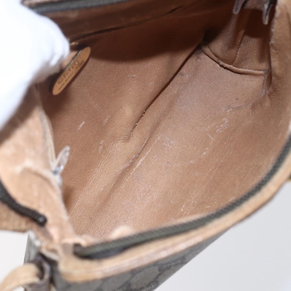 GUCCI GG Plus Supreme Shoulder Bag PVC Leather Beige Gold Auth 150999