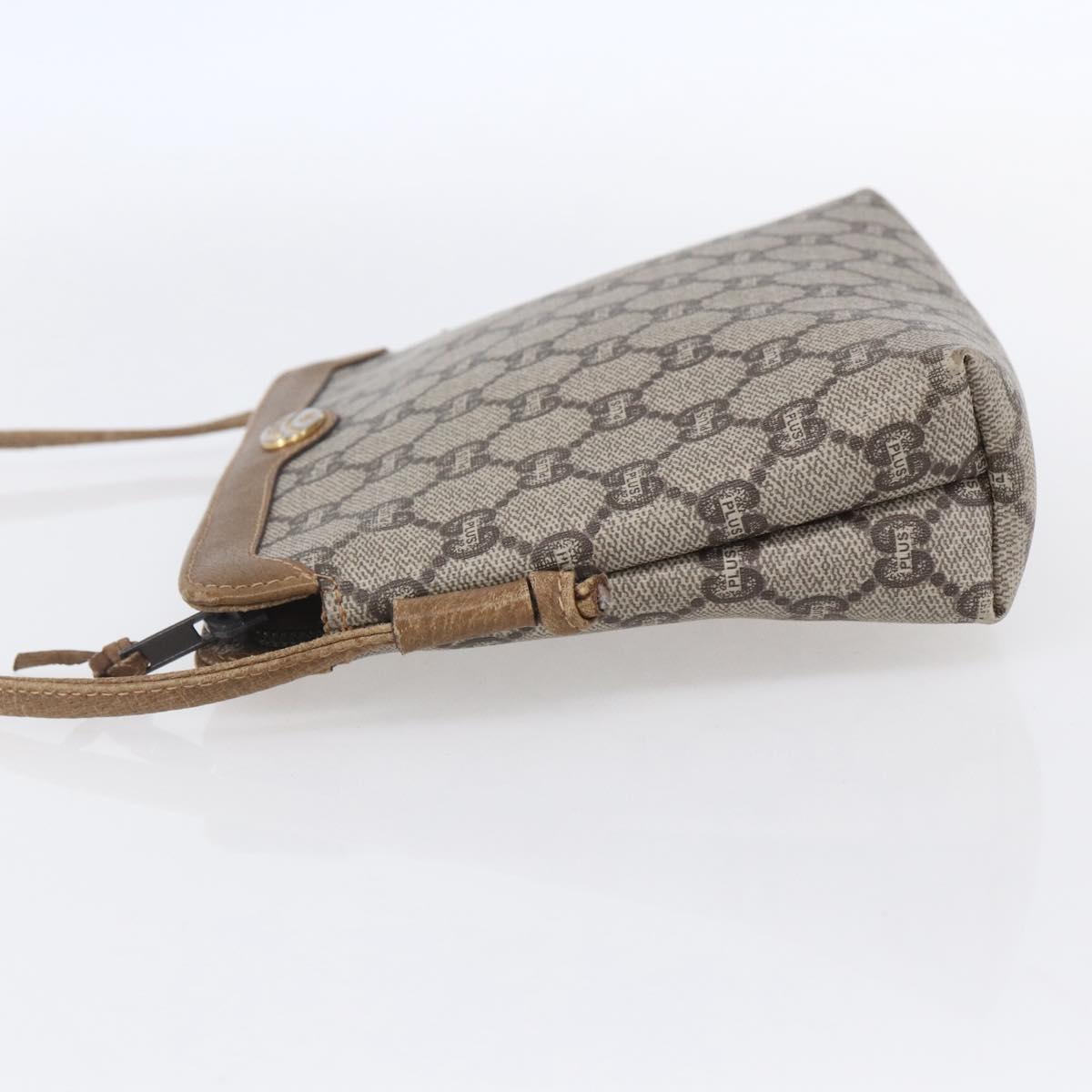 GUCCI GG Plus Supreme Shoulder Bag PVC Leather Beige Gold Auth 150999