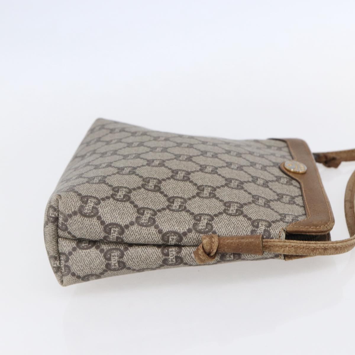 GUCCI GG Plus Supreme Shoulder Bag PVC Leather Beige Gold Auth 150999