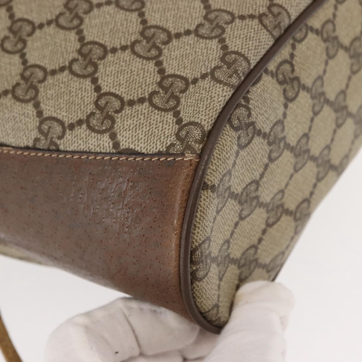 GUCCI GG Supreme Web Sherry Line Bag PVC Beige Gold 41 02 034 Auth 151000