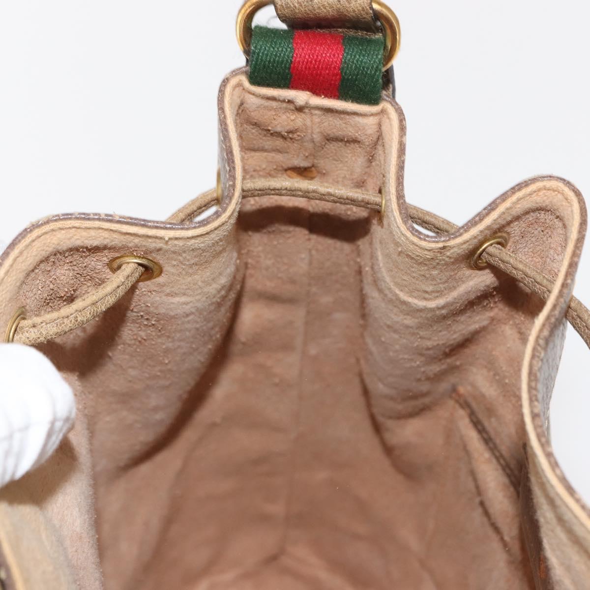 GUCCI GG Supreme Web Sherry Line Bag PVC Beige Gold 41 02 034 Auth 151000