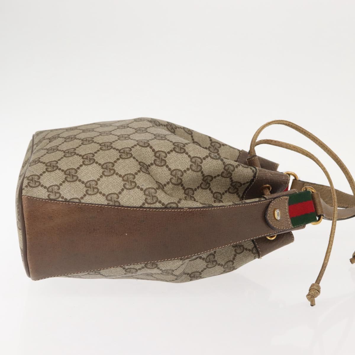 GUCCI GG Supreme Web Sherry Line Bag PVC Beige Gold 41 02 034 Auth 151000