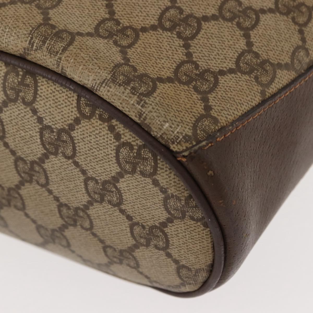 GUCCI GG Supreme Web Sherry Line Bag PVC Beige Gold 40 02 081 Auth 151001