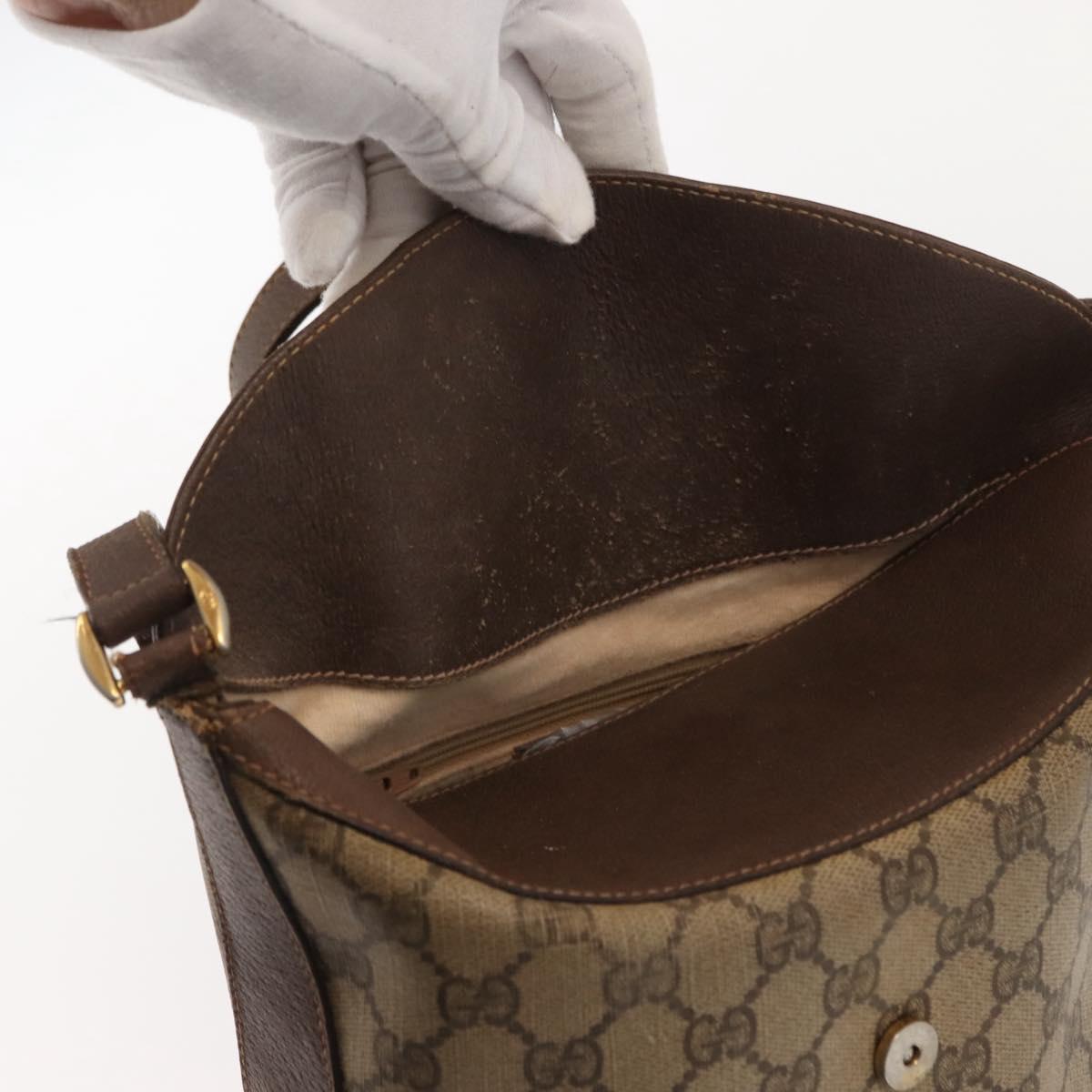 GUCCI GG Supreme Web Sherry Line Bag PVC Beige Gold 40 02 081 Auth 151001