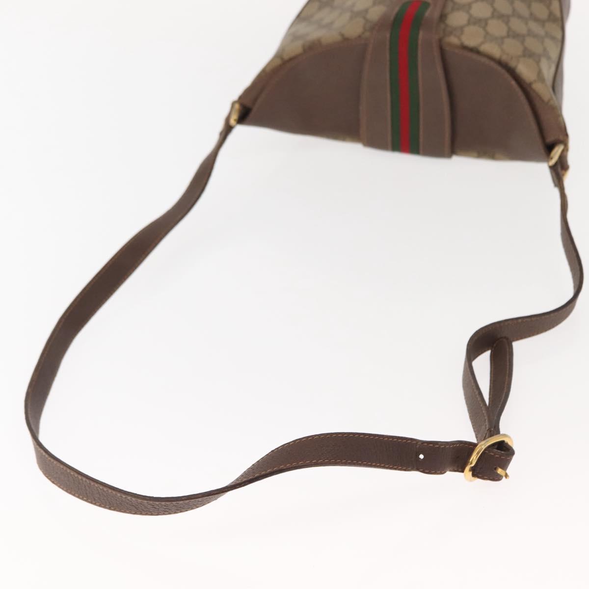 GUCCI GG Supreme Web Sherry Line Bag PVC Beige Gold 40 02 081 Auth 151001