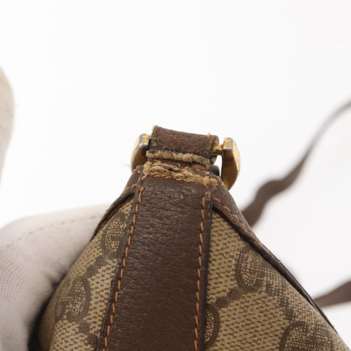 GUCCI GG Supreme Web Sherry Line Bag PVC Beige Gold 40 02 081 Auth 151001