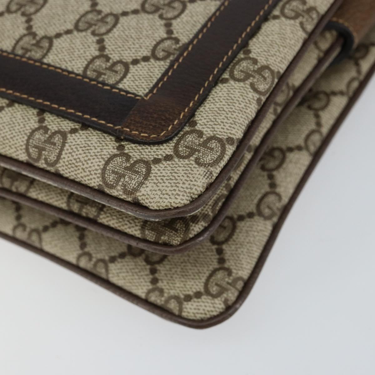 GUCCI GG Supreme Web Sherry Line Bag PVC Beige Gold 14 01 4085 Auth 151002