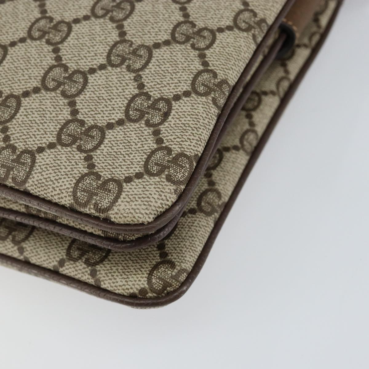 GUCCI GG Supreme Web Sherry Line Bag PVC Beige Gold 14 01 4085 Auth 151002