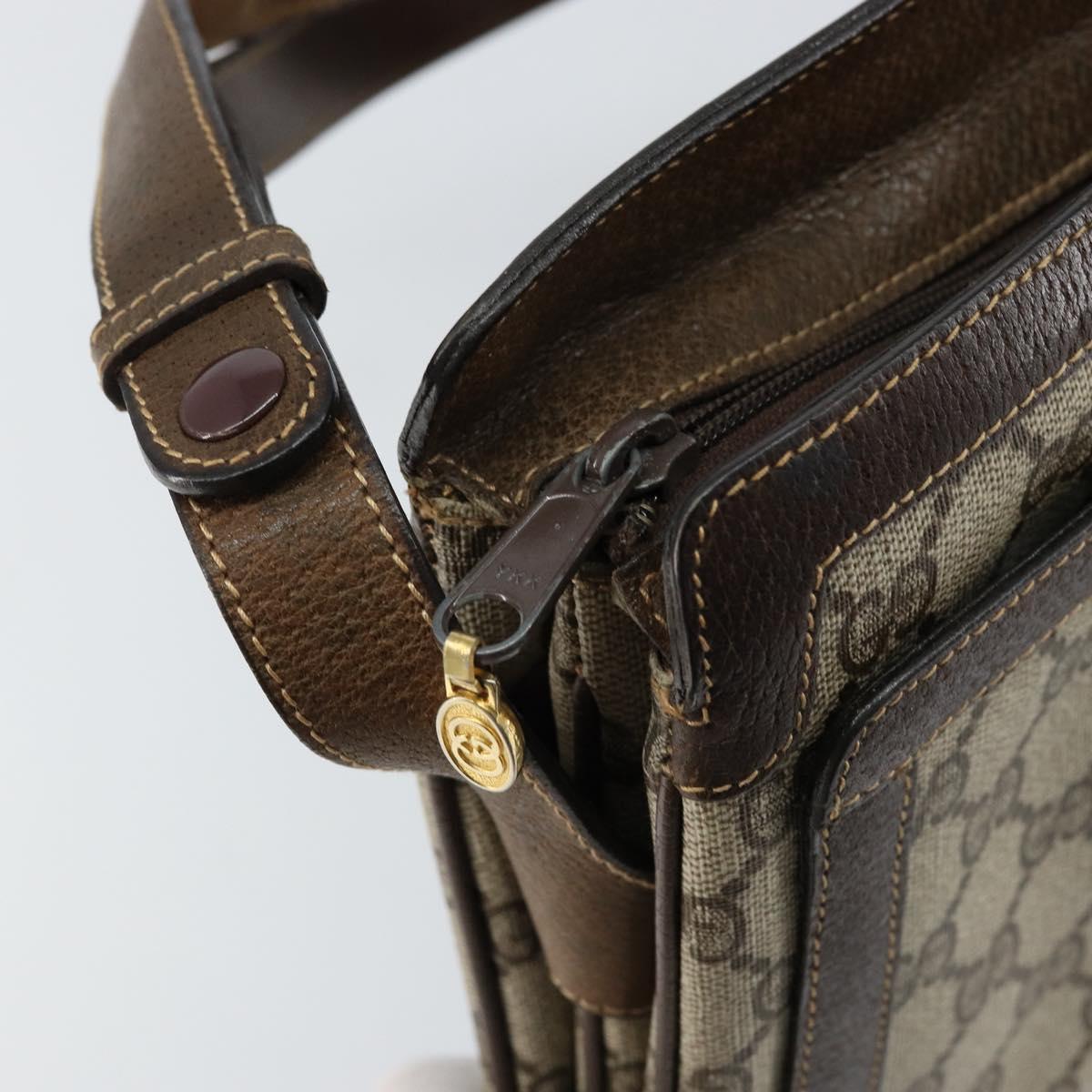 GUCCI GG Supreme Web Sherry Line Bag PVC Beige Gold 14 01 4085 Auth 151002