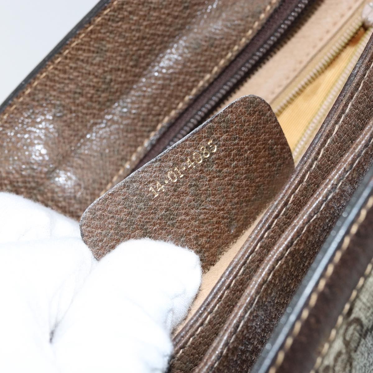 GUCCI GG Supreme Web Sherry Line Bag PVC Beige Gold 14 01 4085 Auth 151002