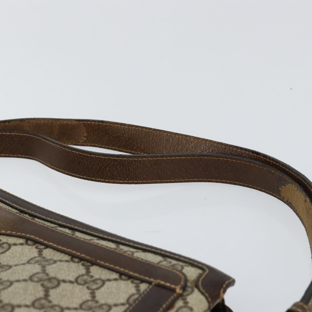 GUCCI GG Supreme Web Sherry Line Bag PVC Beige Gold 14 01 4085 Auth 151002