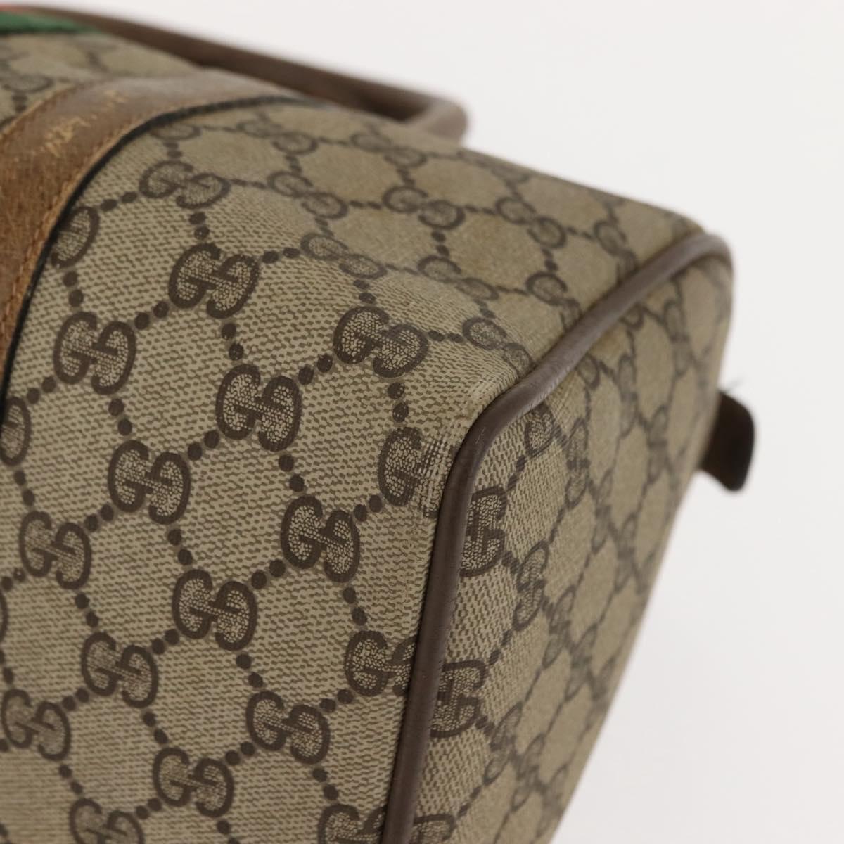 GUCCI GG Supreme Web Sherry Line Boston Bag PVC Beige Gold 39 02 007 Auth 151003