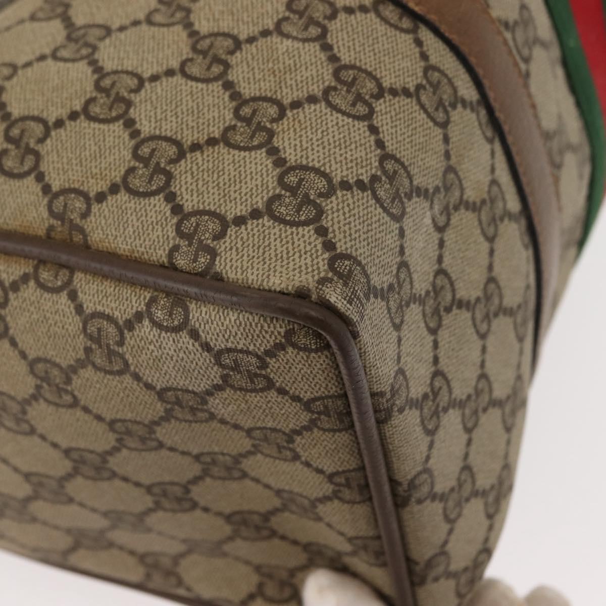 GUCCI GG Supreme Web Sherry Line Boston Bag PVC Beige Gold 39 02 007 Auth 151003