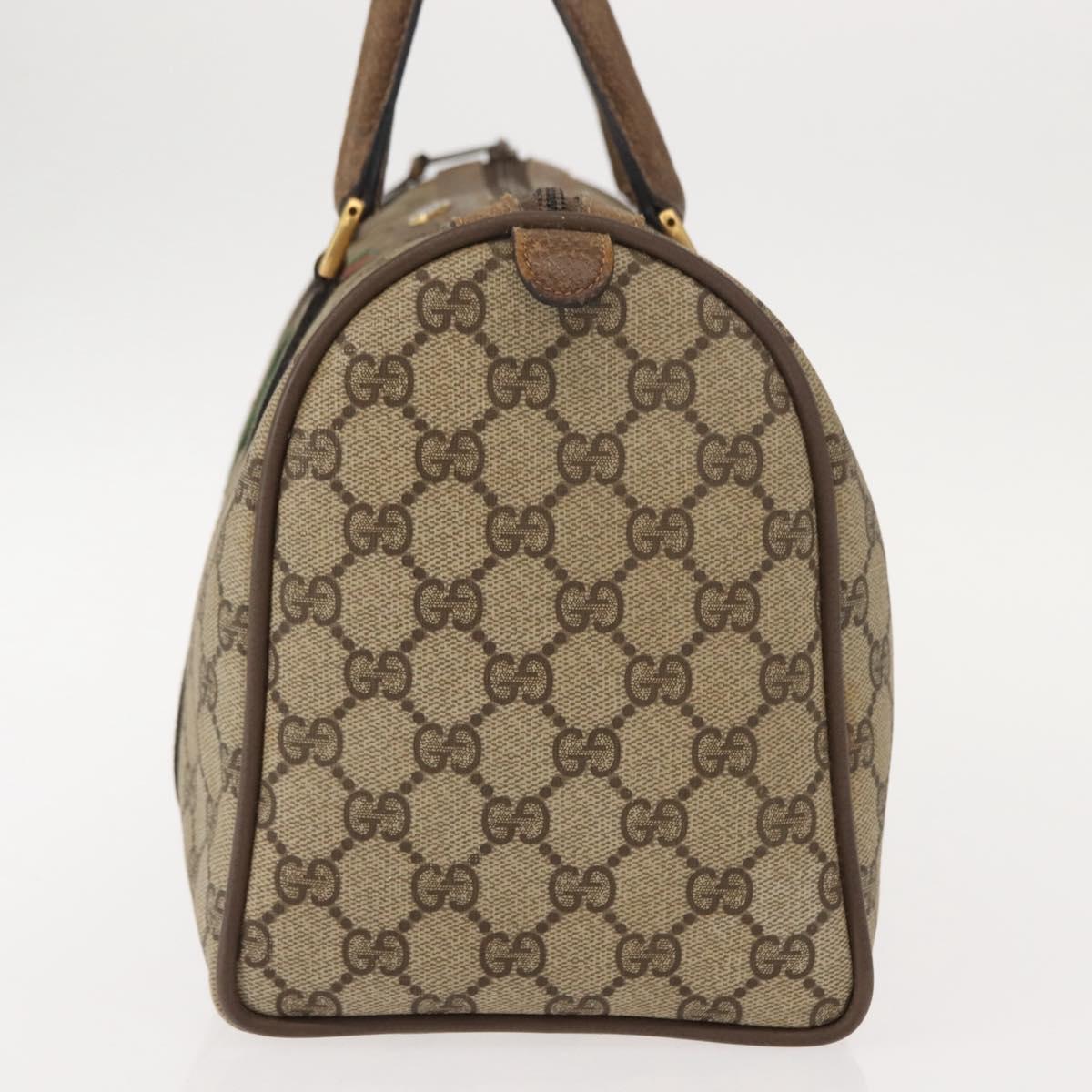 GUCCI GG Supreme Web Sherry Line Boston Bag PVC Beige Gold 39 02 007 Auth 151003