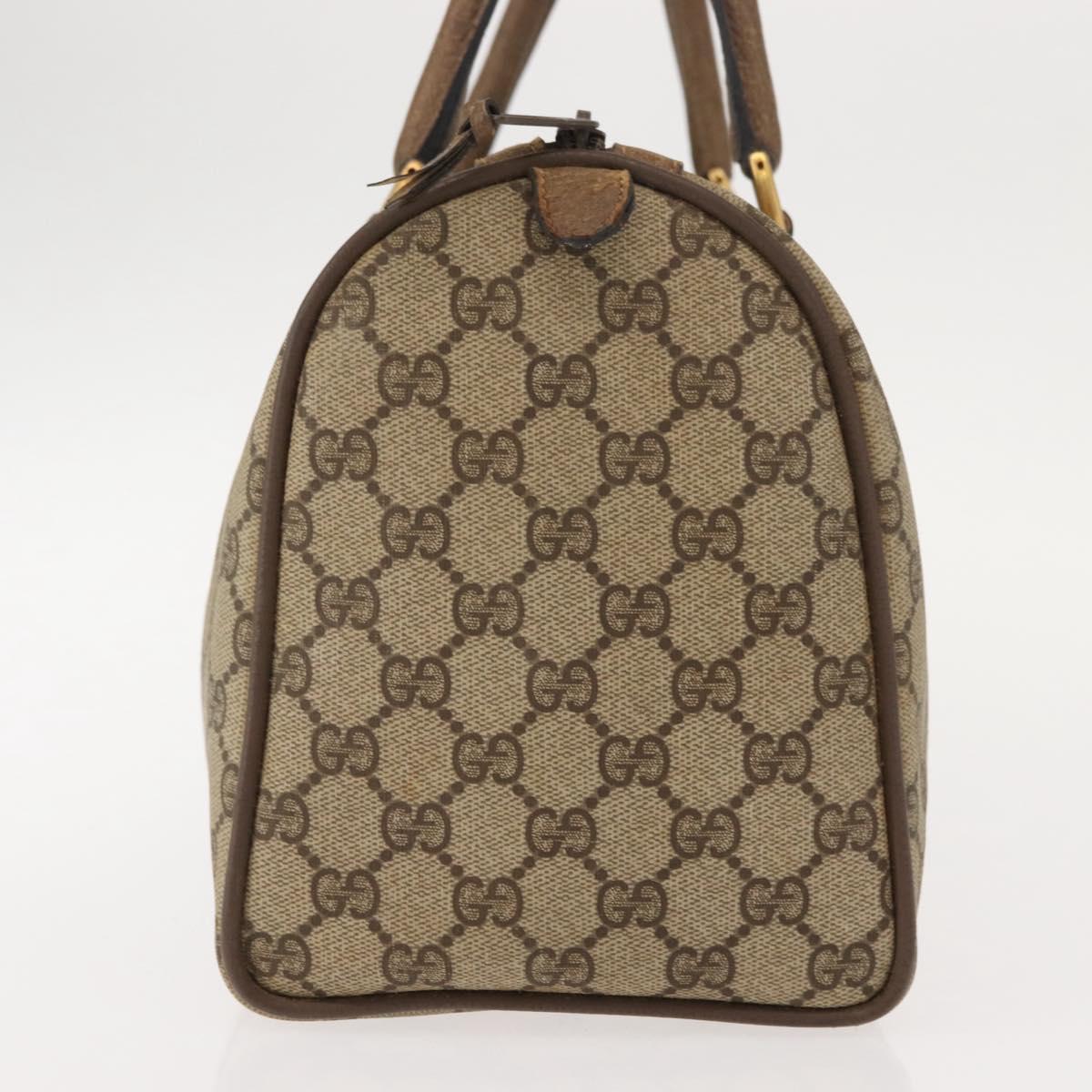 GUCCI GG Supreme Web Sherry Line Boston Bag PVC Beige Gold 39 02 007 Auth 151003