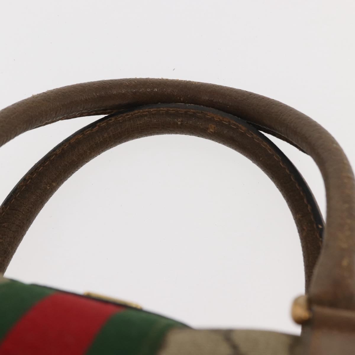 GUCCI GG Supreme Web Sherry Line Boston Bag PVC Beige Gold 39 02 007 Auth 151003