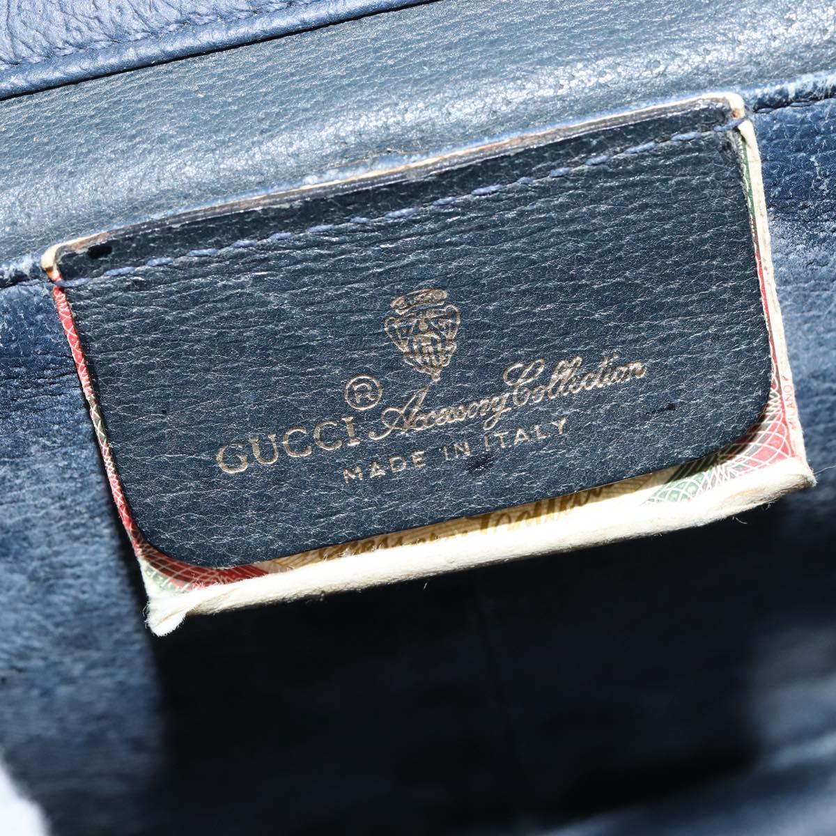 GUCCI GG Supreme Sherry Line Shoulder Bag PVC Navy Gold 904 02 070 Auth 151004