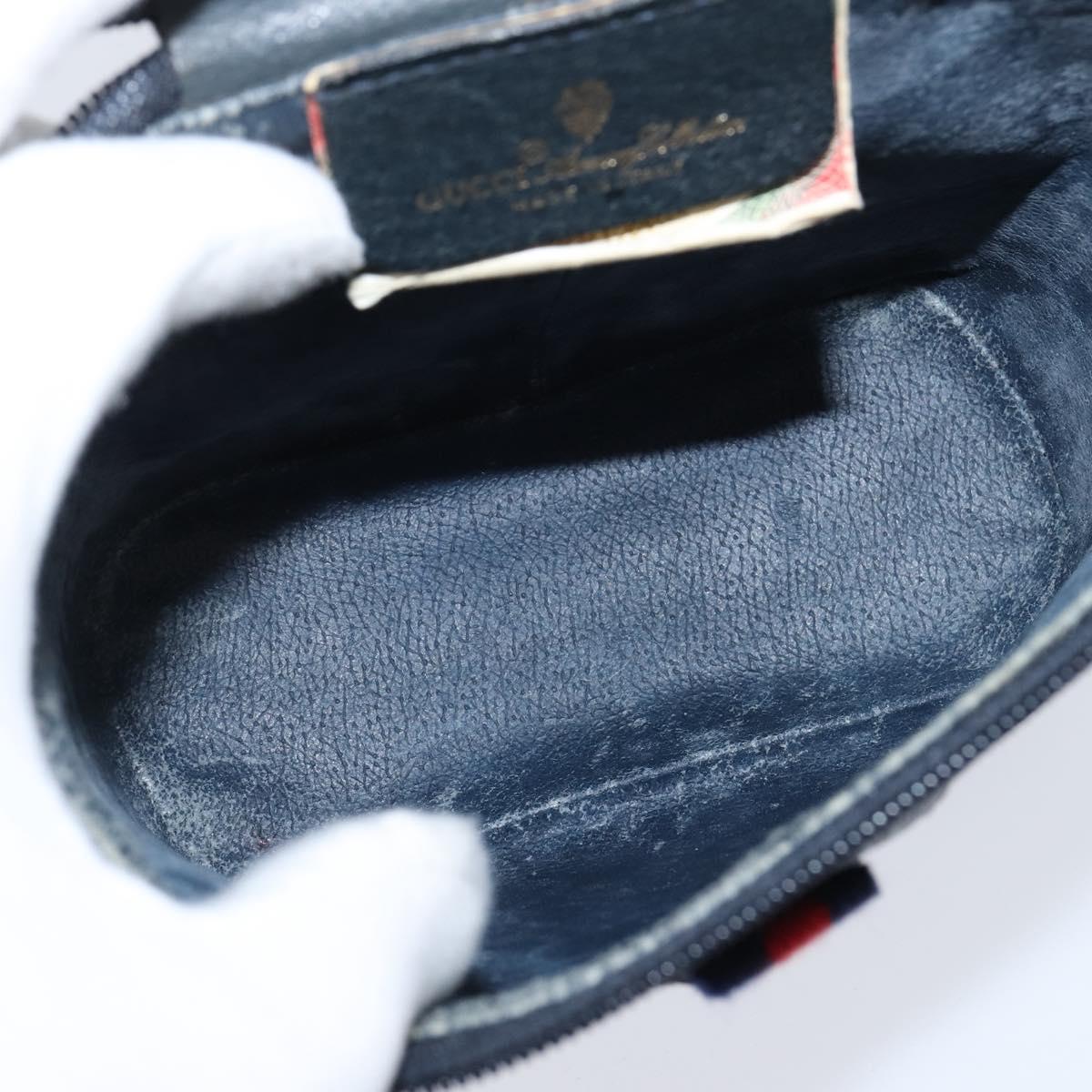 GUCCI GG Supreme Sherry Line Shoulder Bag PVC Navy Gold 904 02 070 Auth 151004