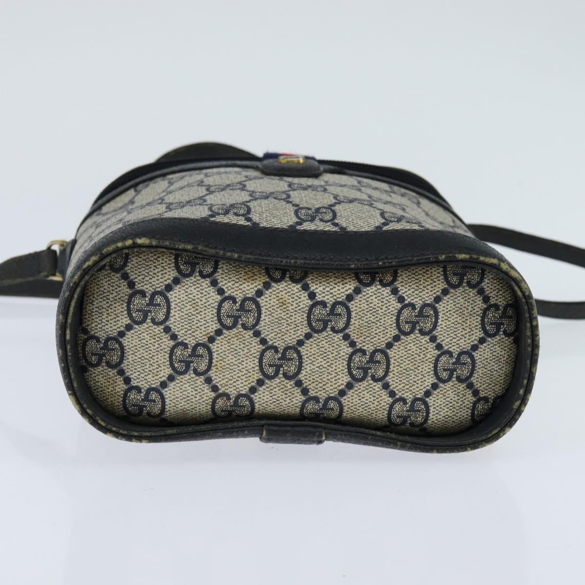 GUCCI GG Supreme Sherry Line Shoulder Bag PVC Navy Gold 904 02 070 Auth 151004