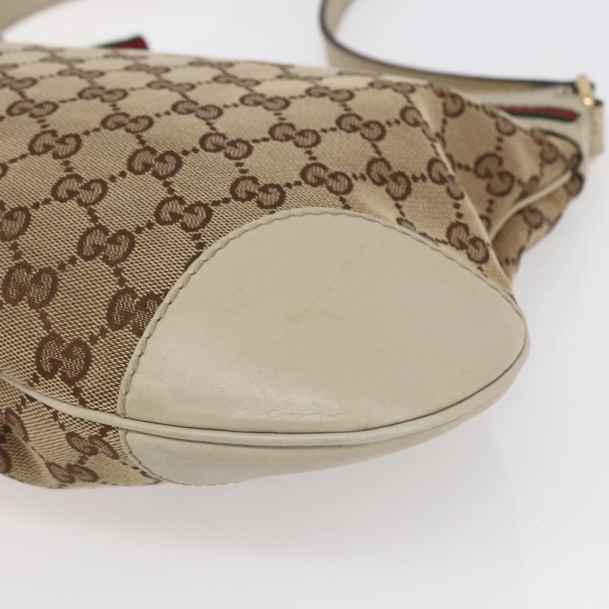 GUCCI GG Canvas Web Sherry Line Pretty Bag Beige Gold 257065 Auth 151008