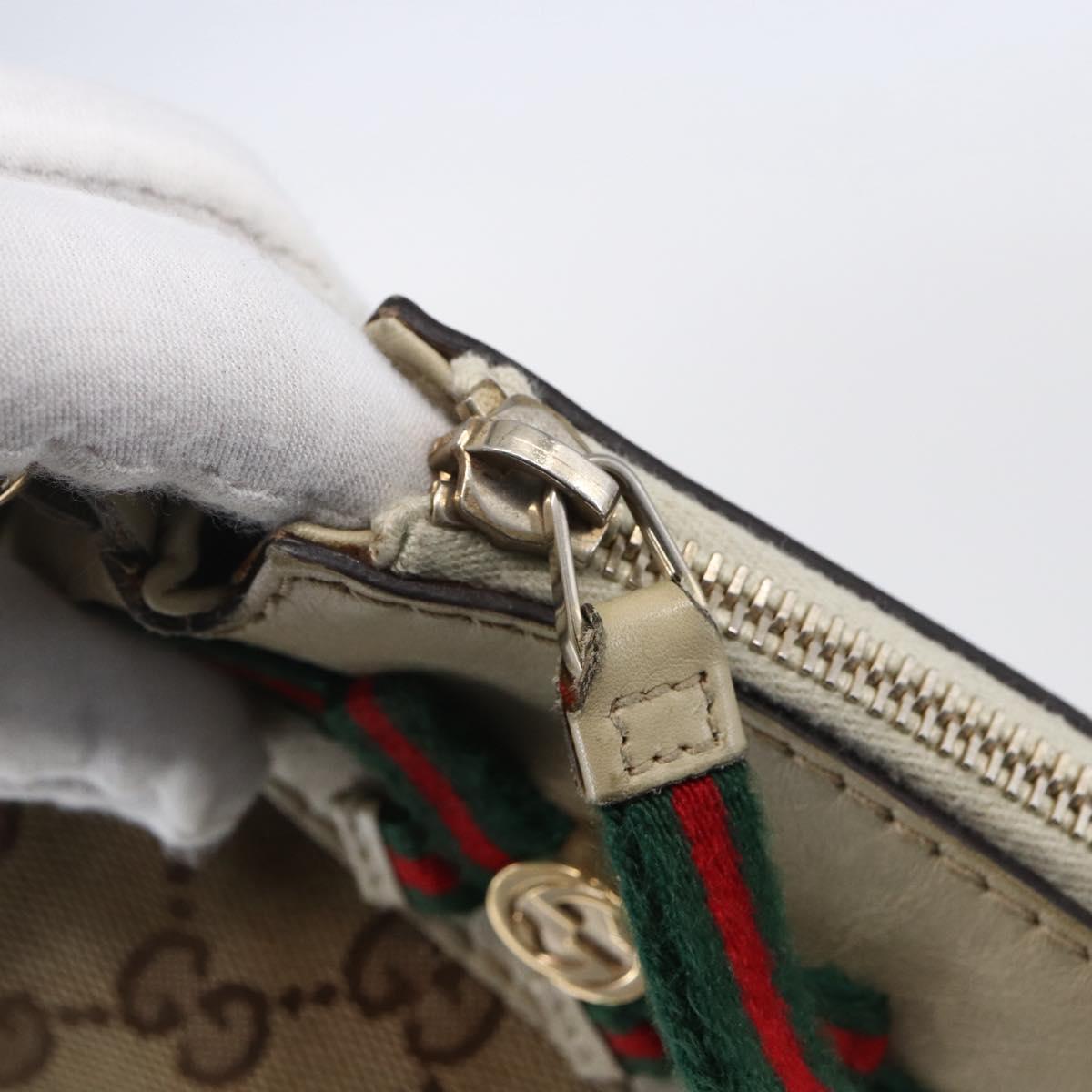 GUCCI GG Canvas Web Sherry Line Pretty Bag Beige Gold 257065 Auth 151008