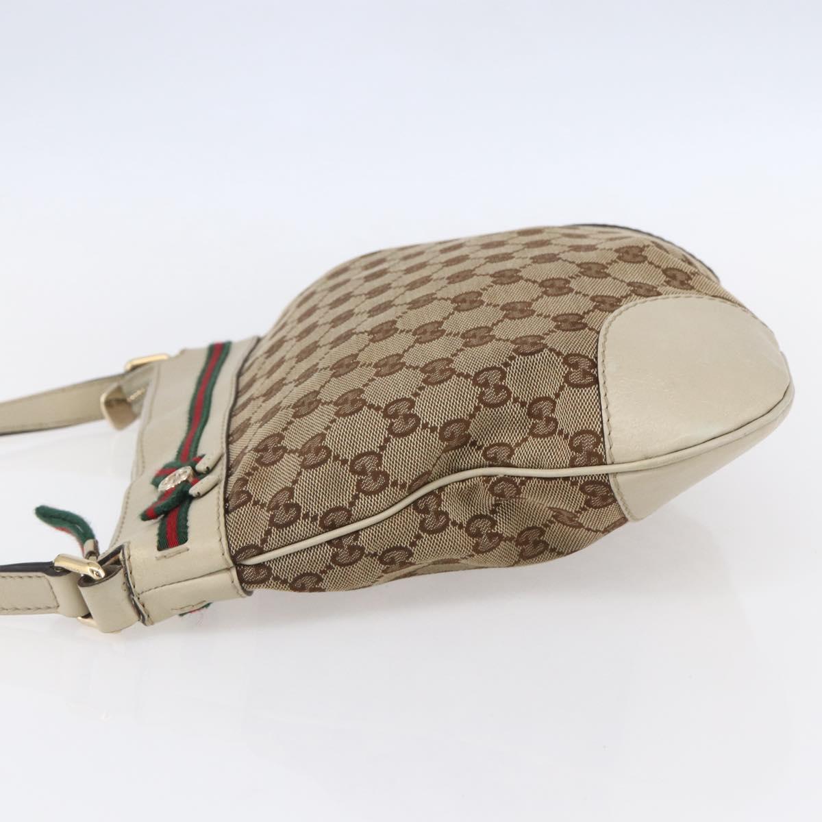 GUCCI GG Canvas Web Sherry Line Pretty Bag Beige Gold 257065 Auth 151008