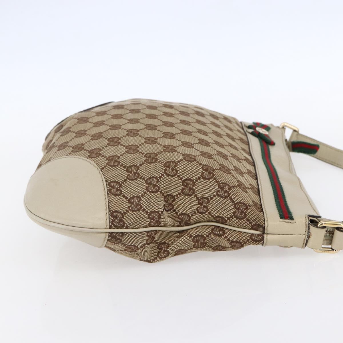 GUCCI GG Canvas Web Sherry Line Pretty Bag Beige Gold 257065 Auth 151008