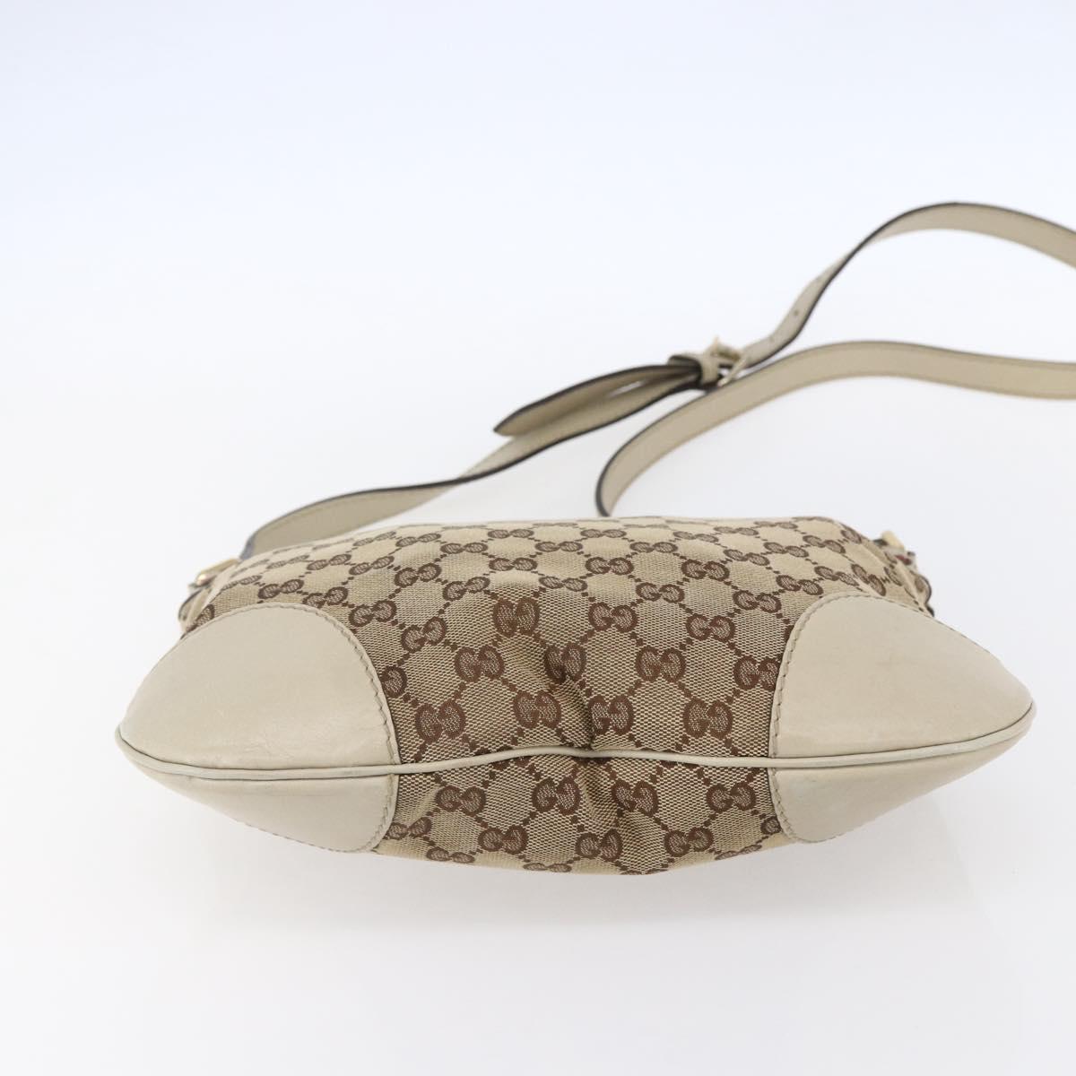 GUCCI GG Canvas Web Sherry Line Pretty Bag Beige Gold 257065 Auth 151008