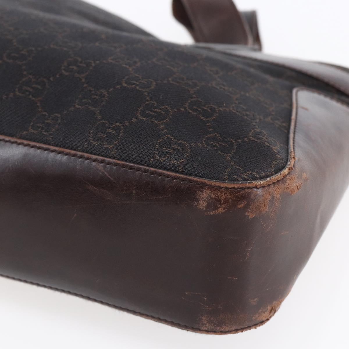 GUCCI GG Canvas Hand Bag Dark Brown Gold 73983 Auth 151009
