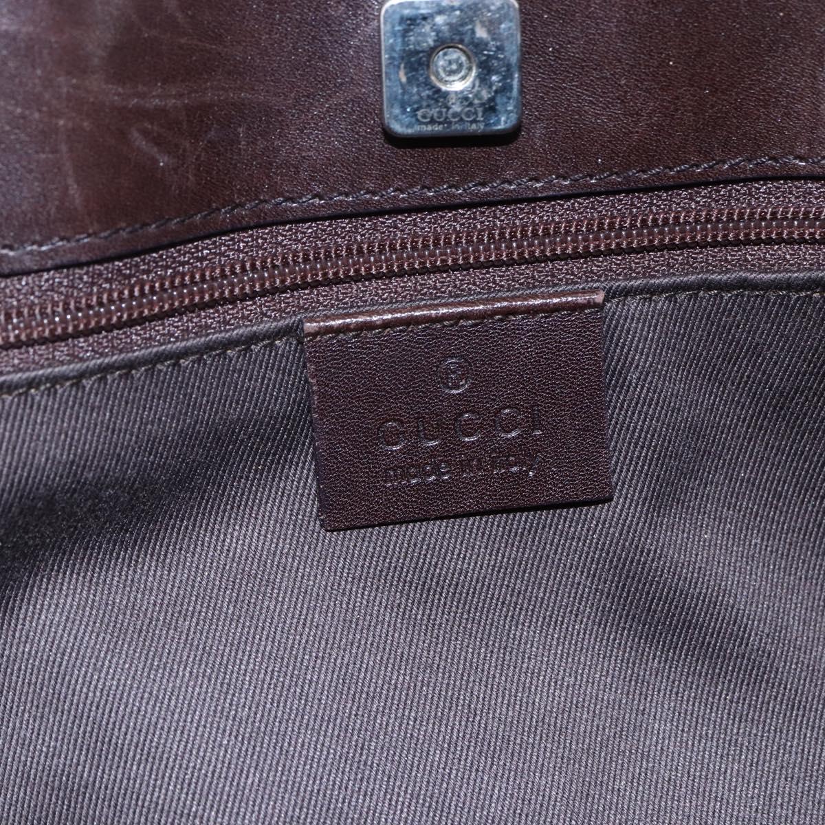 GUCCI GG Canvas Hand Bag Dark Brown Gold 73983 Auth 151009