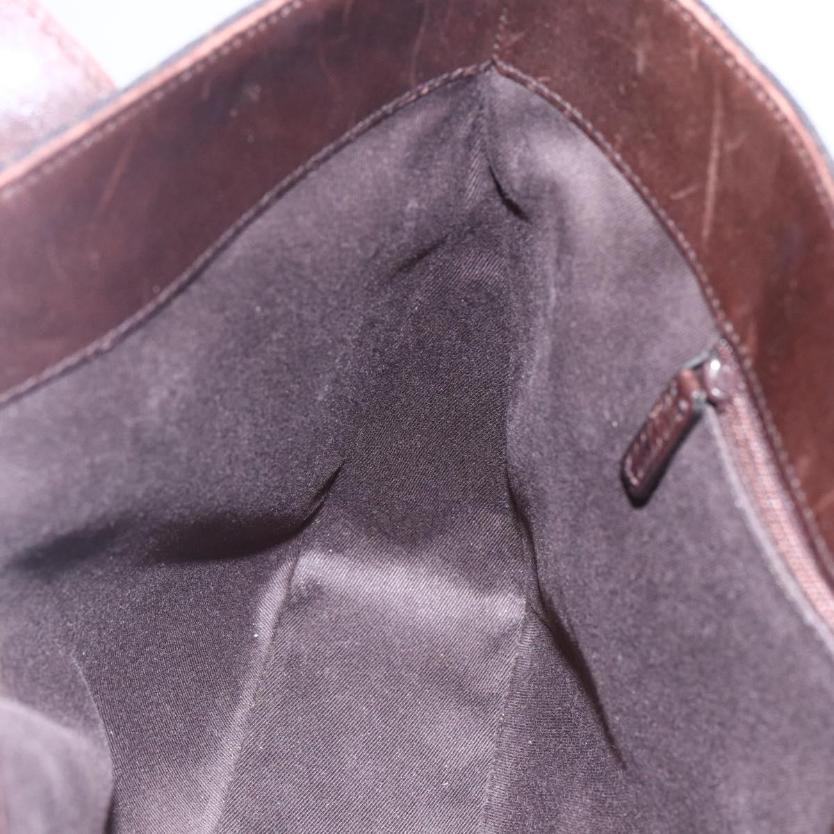 GUCCI GG Canvas Hand Bag Dark Brown Gold 73983 Auth 151009